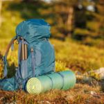 A backpack with a sleeping mat