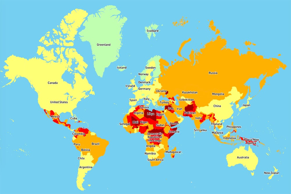 top 10 unsafe countries to visit