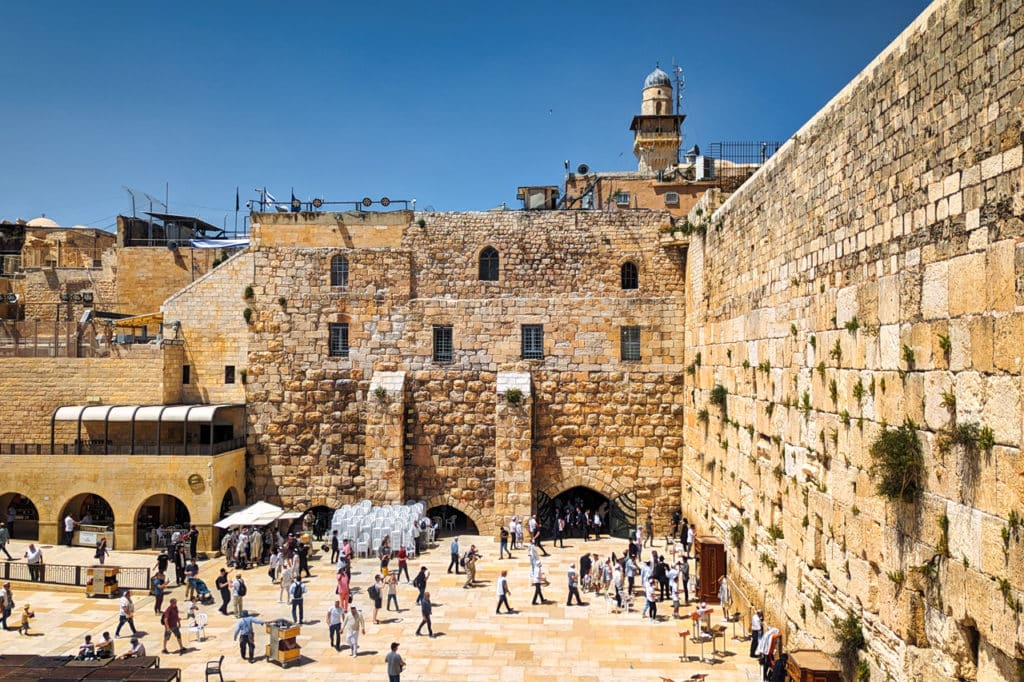 A wide shot of the Western Wall in Jerusalem's Old City