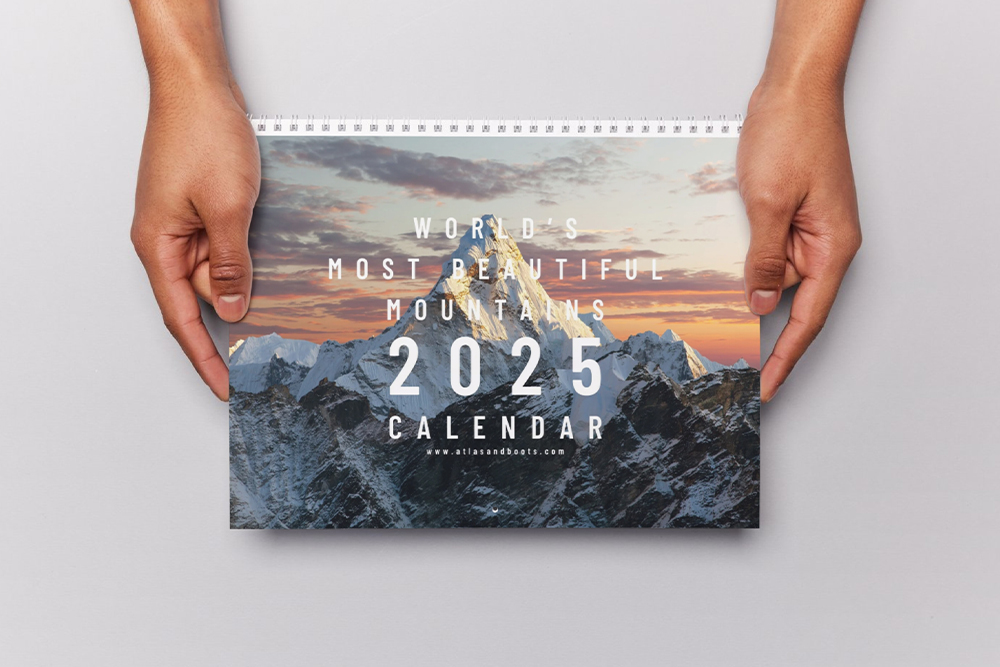 world's  most beautiful mountains calendar mock up