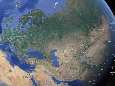 The world's best cities displayed on a Google Earth map