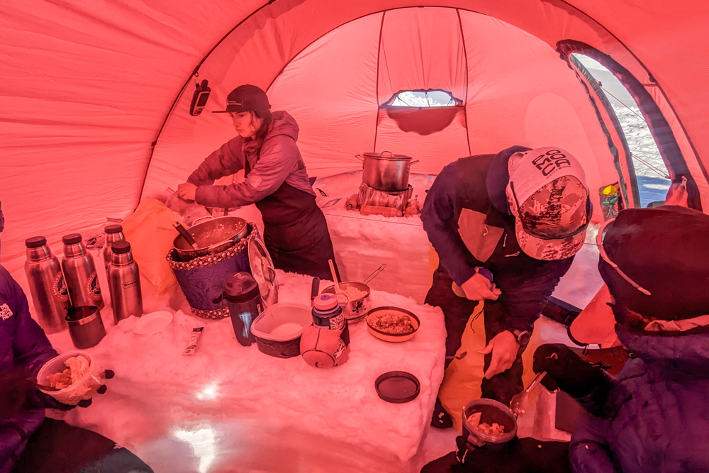 Inside the mess tent on Denali