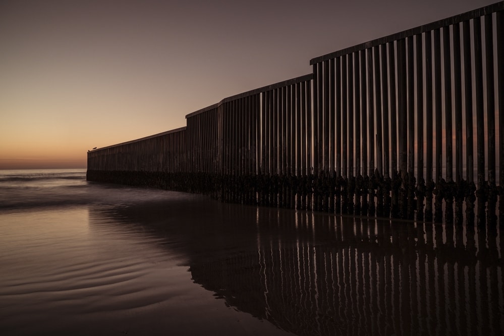 The Mexico-USA border at Tijuana Beach