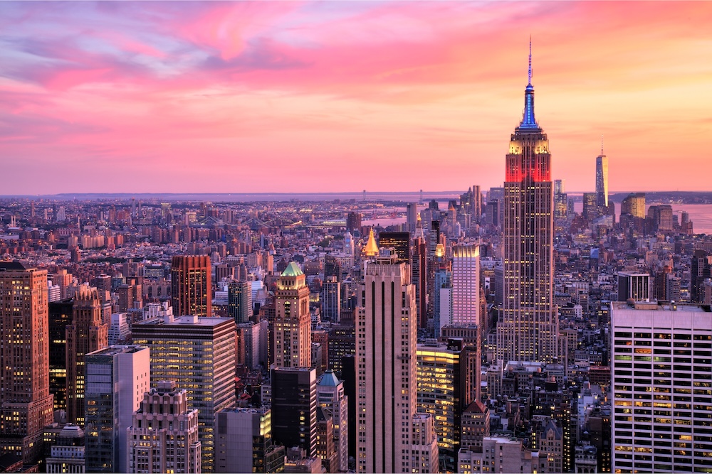 New York City Midtown with Empire State Building at Amazing Sunset