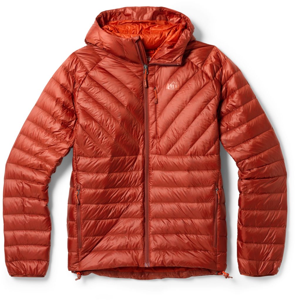 red down jacket in the REI cyber week sale