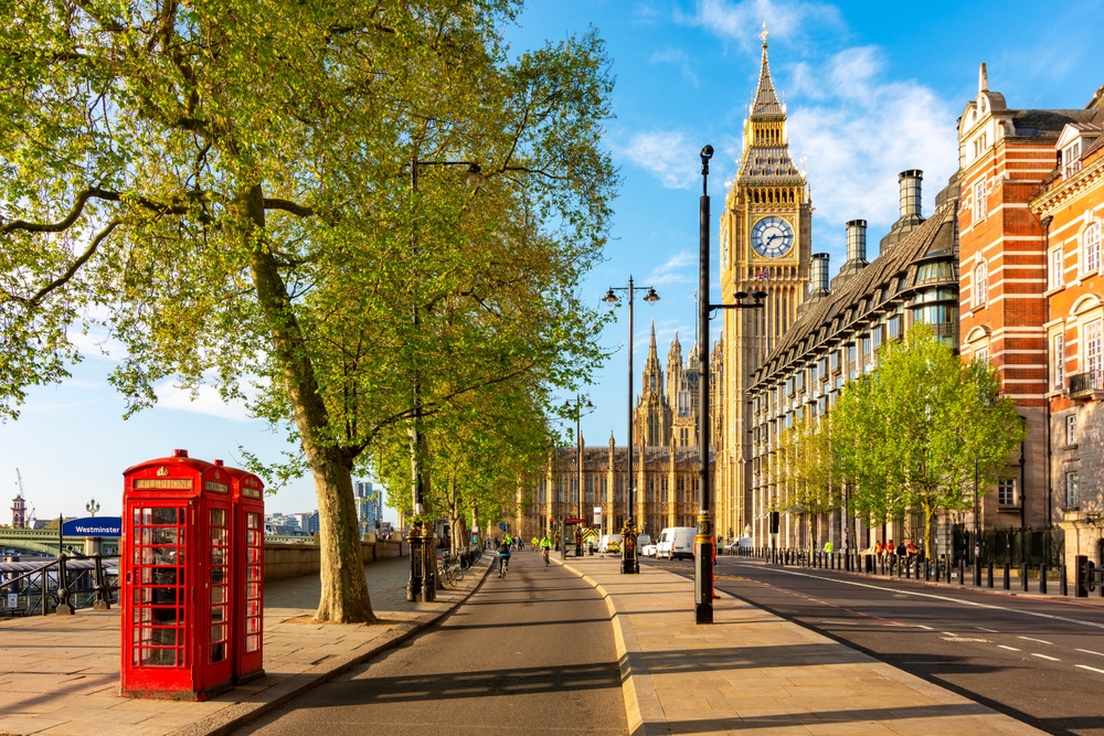 Red telephone boxes and Big Ben in London - the world's best city